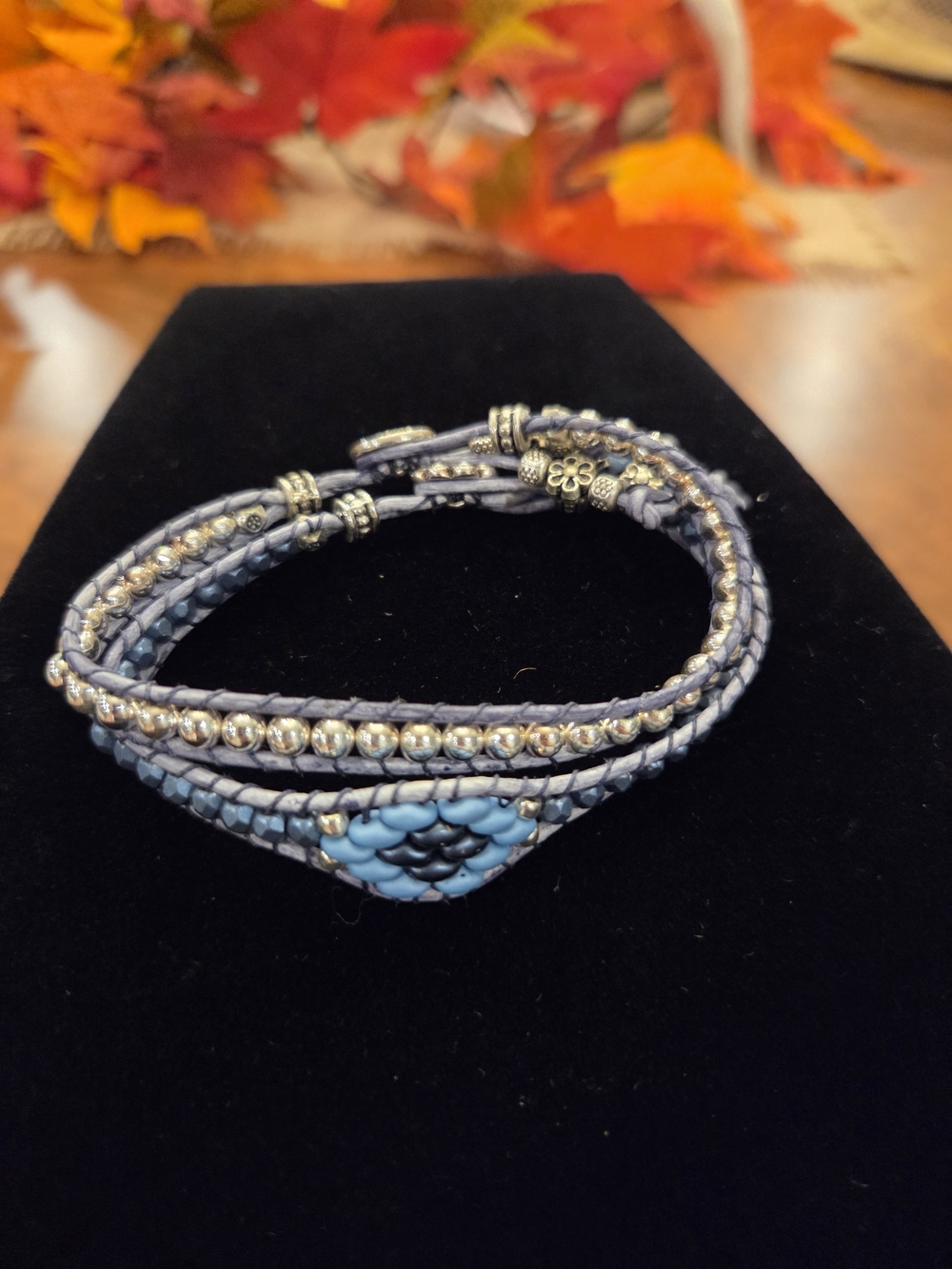 2 Seperate Blue Beaded Wrap Bracelet - Women Jewelry